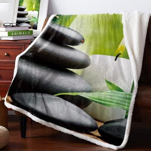 Zen Stone Bamboo Candle Home Lamb Cashmere Thick Bed Blanket Sofa Winter Warm Sherpa Duvet Covfer Newborn Wraps Kids Bedspread