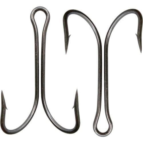 100pcs 9908 High Carbon Steel Double Fishing Hooks Small Fly Tying Double Fishing Hook For Jig Size 1 2 4 6 8 1/0 2/0 3/0 4/0