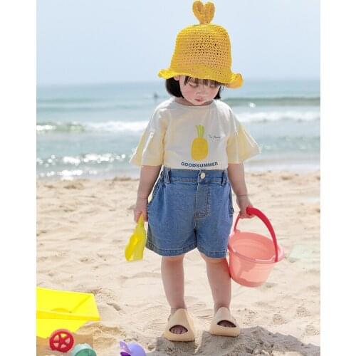 Boys Girls Denim Shorts All-match Outer Wear Childrens Summer New Foreign Loose Casual Pants