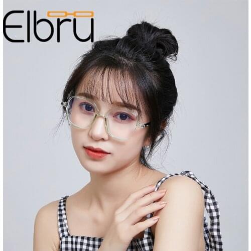 Elbru Fashion Big Frame Optical Glasses Anti-blue Light Glasses Frame Women Men Optical Eyewear Plastic Clear Lens Eye Glasses