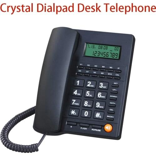 L019 Big Button Telephone for Eldly Crystal Dialpad Landline Trade Call Desk Display Caller ID Telephone for Home Office Hotel