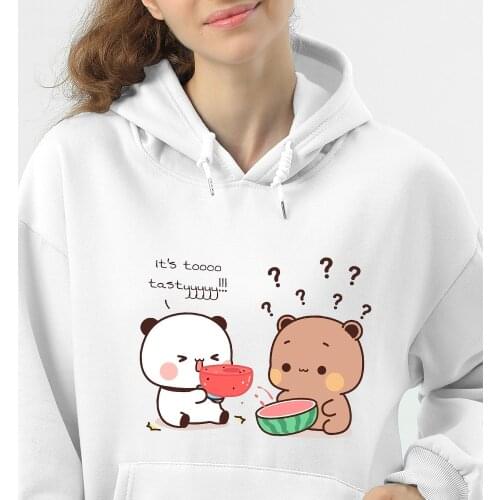 Cute Milk Bear Hoodies for Girls Warm Plus Size Sweatshirt Women Vintage Harajuku Hoodie Streetwear Cotton Casual Hoody Pullover