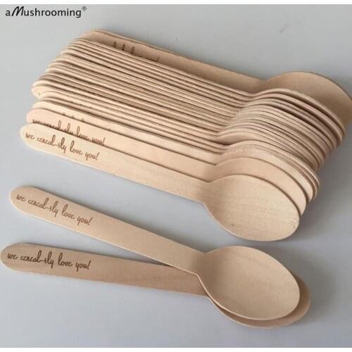 Personalized Wood Spoons, Laser Engrave Wooden Spoons disposable party utensils we sincerely love you 25pieces/lot
