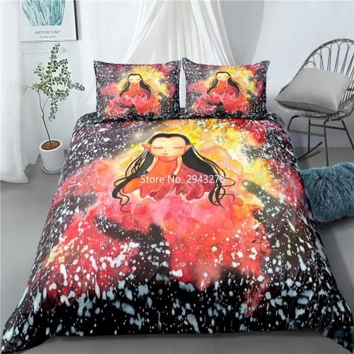 Cartoon Character House Pattern Bedding Set Fashion Duvet Cover Pillowcase Bed Home Textile Children Bedroom Decoration Set