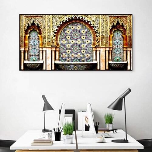 Moroccan Style Canvas Painting Pattern Tiles Picture Wall Art Posters And Prints Modern Mediterranean Art Room Home Decor