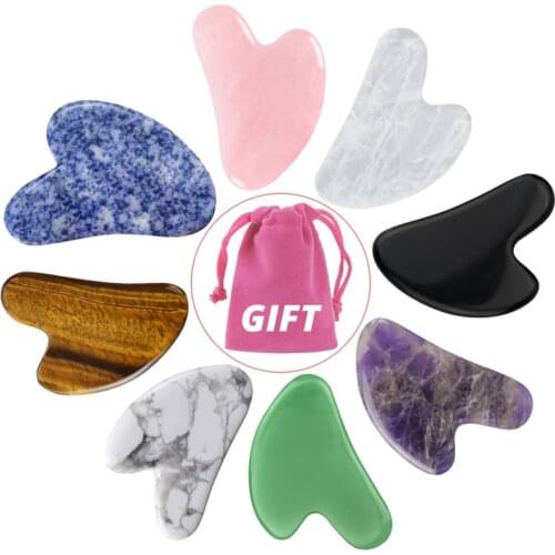 Rose Quartz Jade Guasha Stone Board Natural Gua Sha Scraper Massager Tools For Face Neck Back Body Acupuncture Gouache Scraper