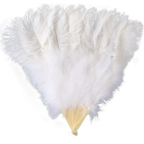 Fashion Elegant White Ostrich Feathers Fan 60CM Decoration for Dancer Carnival Stage Wedding Party Accessory DIY Craft Plumes