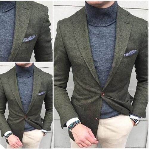Suit Top Custom Mens Streetwear Skinny Fashion 2021 New Design Blazer Thick Cocktail Party Wedding Groom Best Male Outfit