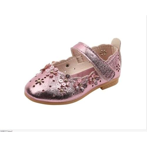 Summer Spring New Girls Shoes Korean Flower beads Rhinestone Princess Shoes Girls Fashion Wild Soft Sole Shoes Large size