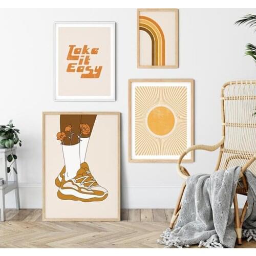 Retro Style Rainbow Gallery Fashion Sun Wall Art Canvas Painting Nordic Posters and Prints Wall Pictures for Living Home Decor