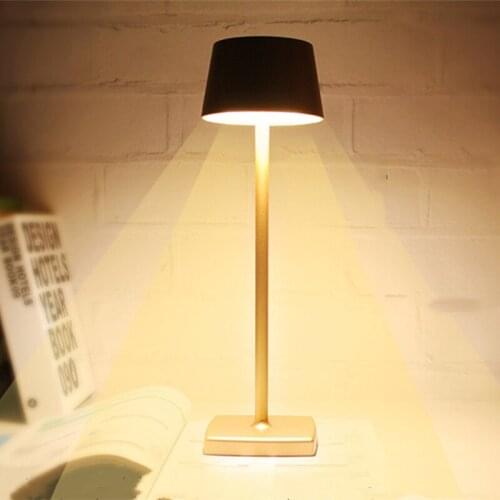 Nordic Desk Lamp Alloy Waterproof Touch Dimming Rechargeable Metal Table Light for Bedroom Study Table Lamp Reading Book Light
