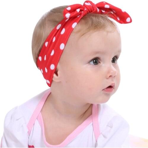 New Kids Hair Accessories Bow Knot Headband DIY Little Kids Bandana Headband Cute Dots Print Cotton Headband for Kids 0-3 Years