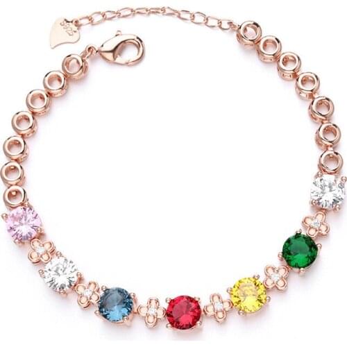 New High-end Luxury Inlaid High-Quality AAA Zircon Candy Colored Gemstone Fashion Bracelet Womens Jewelry