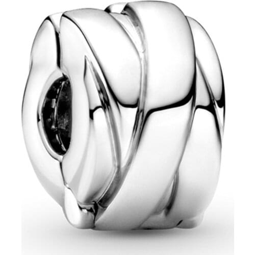 Original Smooth Etched Braided Clip Beads Fit 925 Sterling Silver Charm Pandora Bracelet Bangle Diy Jewelry