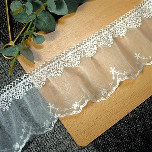 8cm Wide Pleated Mesh Lace Lace Embroidery Chiffon Clothing Accessories DIY Skirt Collar Baby Clothes Lace Decoration