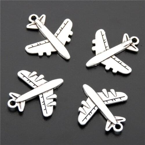 5pcs Silver Color Airplane Plane Charms Pendants Making DIY Handmade Tibetan Silver Color Jewelry A2689