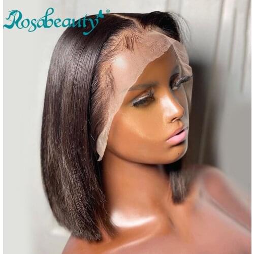 Rosabeauty Brazilian Straight Short BOB 4x4 Closure Wig 13x4 Lace Front Human Hair Wigs Pre Plucked Baby Hair Lace Frontal Wigs