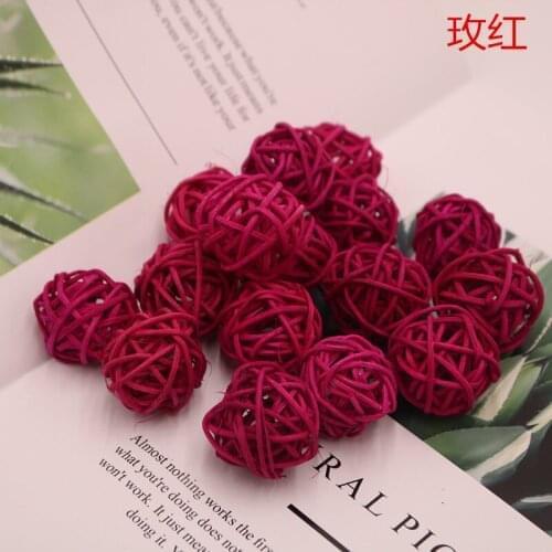 1PCS/3cm Rose Red Christmas Rattan Ball Decorative Stakes & Wind Spinners Yard Planter ColorfulStakes Indoor and OutdoorDecor
