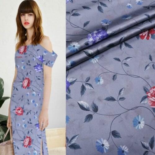 Mulberry Silk Stretch Satin Digital Printed Fabric Summer Cheongsam Flower Cloth by the Meter Sewing Material Home Textile