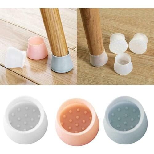 4pcs Table Chair Leg Cover Silicone Cap Pad Table Cover Floor Protector White Furniture Legs Protective Cover