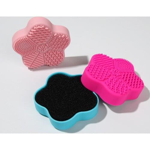 1PC New Colorful Silicone Washing Tools With Sponge Dry Wet Clean Makeup Cleaner Pad Scrubber Board Tool