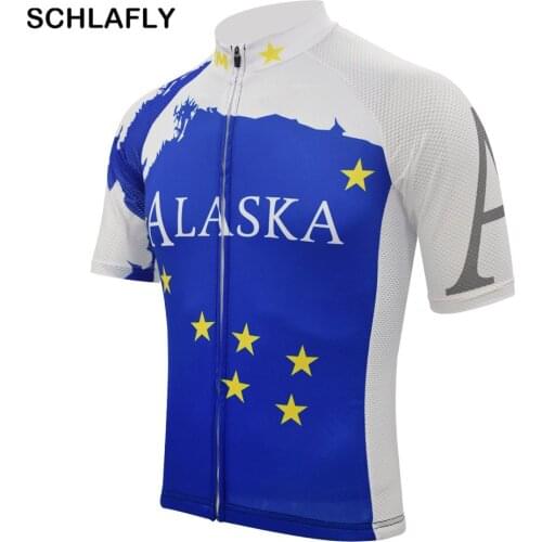 USA Alaska blue white cycling jersey short sleeve summer bike wear jersey road jersey cycling clothing bicycle clothes schlafly