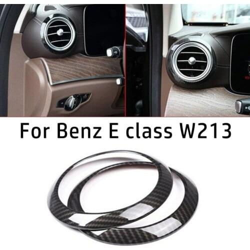 Carbon Fiber Style For Mercedes Benz E Class W213 Car Air Conditioning Outlet Decoration Ring Cover Trim Car Accessories