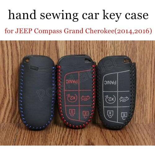 Only Red beautiful fit for JEEP Compass Grand Cherokee(2014,2016) Car key case hand sewing real leather key packet car key cover