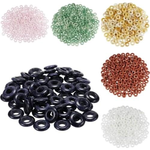 TUMBEELLUWA 1Lot (10Pc) Stone Large Hole Rondelle Loose Charms European Beads fit Bracelet,Jewelry Makings,14x4mm