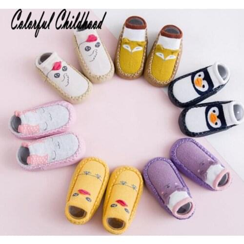 Spring autumn style cartoon animal pattern embroidery cotton socks infant toddlers socks childrens non-skid floor socks 0-3t