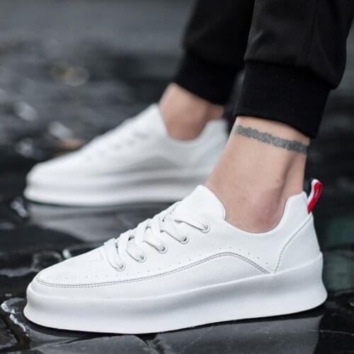High Quality White Men Shoes Soft PU Leather Fashion Brand Men Flats Sneakers Male Trainer Footwear