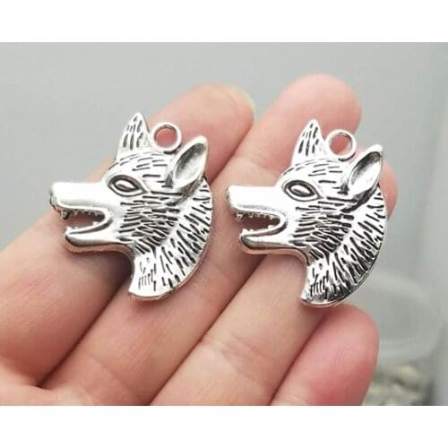10pcs/lot--33x29mm, Antique silver plated wolf head charms,DIY supplies, Jewelry accessories