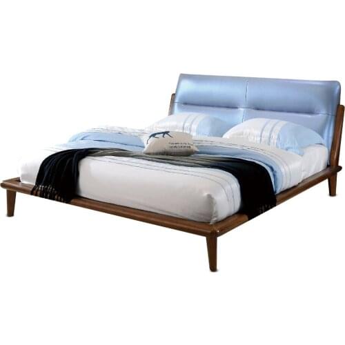 1212H303F Modern Simple Original Nordic style Asho solid wood with stable ranked skeleton soft bed-rest large bed frame