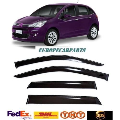 For Citroen C3 Hb 2009-2016 Side Window Visors Sun Rain Guard Vent Deflectors 4 pieces