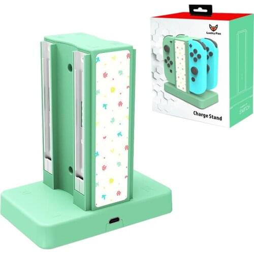4 in 1 Animal Crossing Charger Stand For NS Switch JOY-CON Charging Dock For NS Swith joycon Controller Free Shipping
