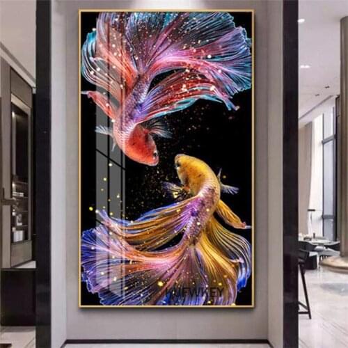 DIY 5D Diamond Painting Full Square Drill Koi Fish Diy Cross Stitch Painting Hobby Craft Home Decoration Pictures of Rhinestones