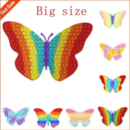Large Size Relaxing Push Bubble Fidget Toys Large Butterfly Anti Stress Squeezing Toy Rainbow Special Squishy Simple Dimmer Toy