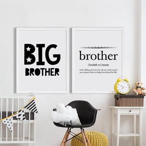Big Brother Quote Print Boys Room Wall Art Decor Canvas Poster, Brother Definition Canvas Painting Playroom Wall Art Prints