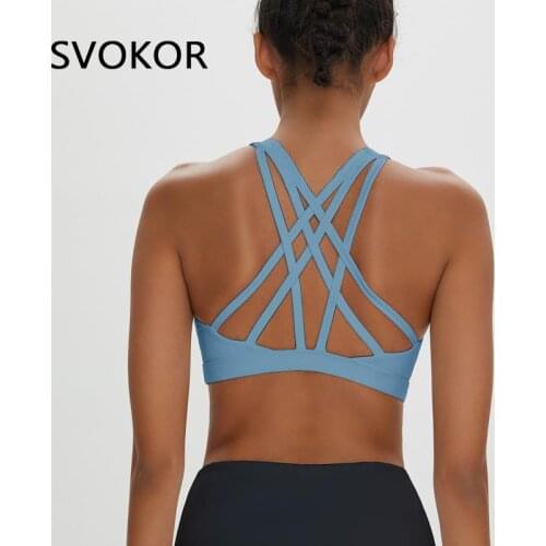 SVOKOR Back Straps Sports Bra Women Running Gym Workout Active Wear Push Up Plus Size Tank Tops High Support Females Underwear