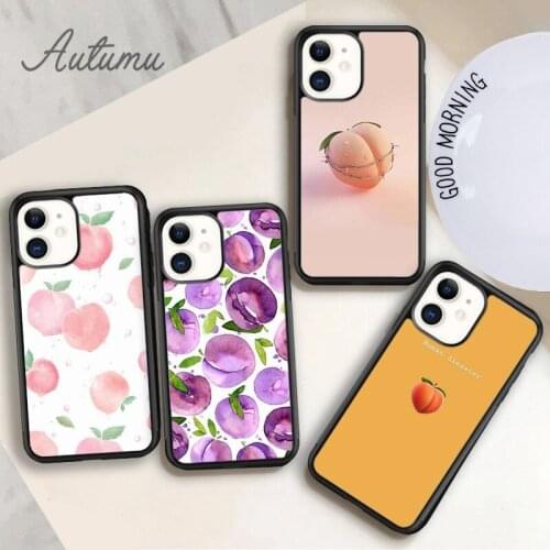 Watercolor Peach fruit Phone Case for iPhone 11 12 Pro Max mini X XR XS SE 2020 5 6S 7 8 Plus Samsung Galaxy S9 S10 Cover shell