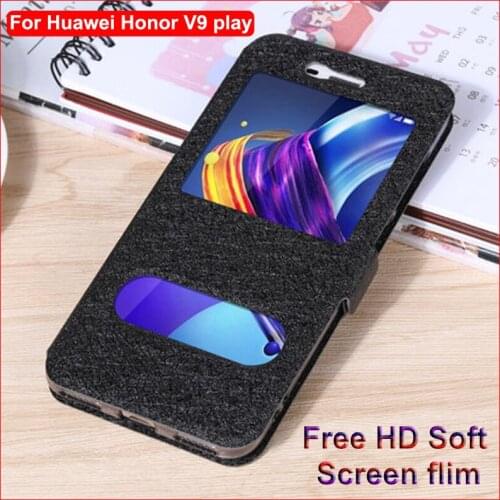 For Huawei Honor V9 play case V9play phone cover open Window PU Leather shell 5.2" For Huawei Honor V9 V 9 play Flip case coque
