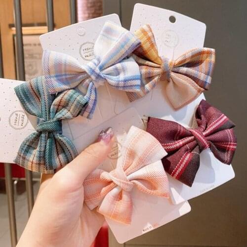 New Fashion Girl Plaid Mini Bowknot Children Sweet Hairpin Hairpin Hair Accessories Fashion Hair Accessories