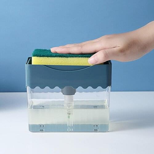 2-in-1 Soap Pump Dispenser With Sponge Holder Liquid Dispenser Container Hand Press Soap Organizer For Kitchen Cleaner Tools
