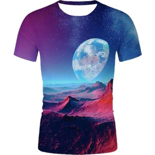 New Fashion Printed Sci-Fi Planet Mens T-Shirt 3D Printed Fun Graphics Street Sports Mens And Womens Plus T-Shirts