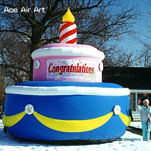 Customized giant cake replica inflatable birthday cake model,huge cake with candle for events