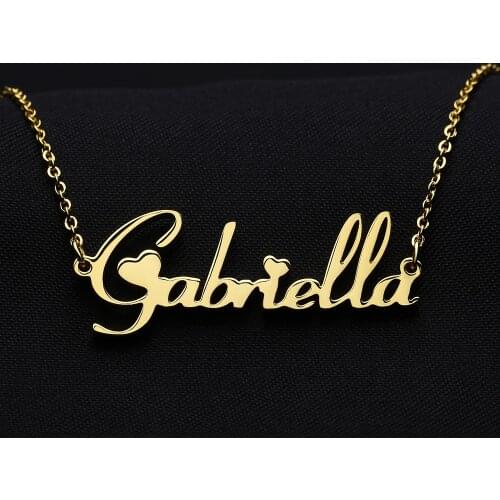 Custom Heart Name Necklace Gold Necklace Personalized Stainless Steel Nameplate Pendant Necklace Jewelry Gifts For Women