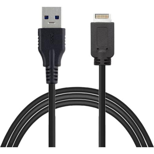 Jimier USB 3.1 Front Panel Header to USB 3.0 Type-A Male Extension Data Cable Converter Cord 50cm Black
