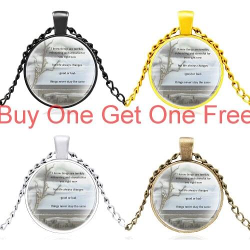 Classic Bible Verse Glass Cabochon Pendant Necklace Men Women Fashion Accessories Jewelry Gifts