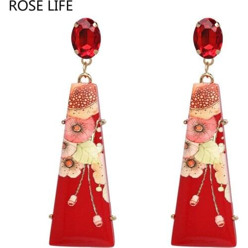 Fashion Bohemian Resin Printed Pendant Earring Pendientes Mujer Moda 2018 Vintage Geometric Stud Earrings Bijoux Femme