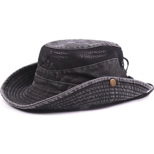 Men Bucket Hat Breathable Adjustable Anti UV Fishing Hat Boonie Hat For Outdoor Clothing Accessories
